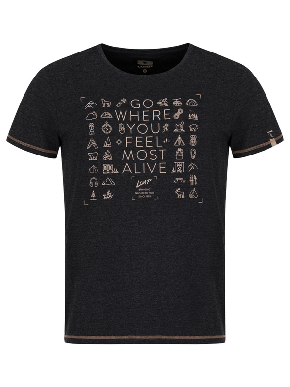 Loap Čierne pánske vzorované tričko LOAP Alexus