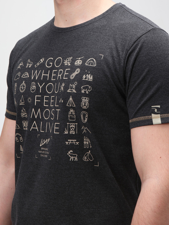 Loap Čierne pánske vzorované tričko LOAP Alexus