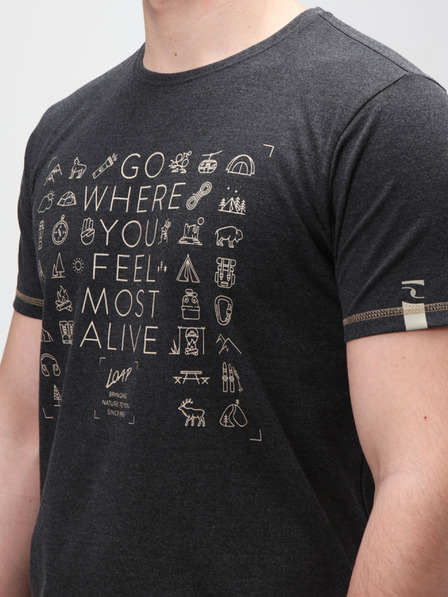 Loap Čierne pánske vzorované tričko LOAP Alexus