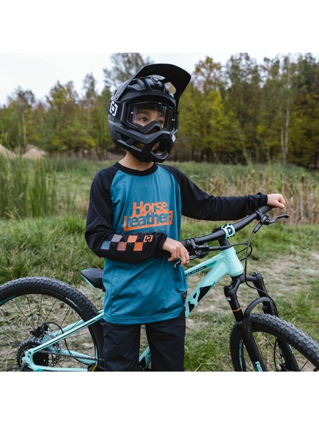 Horsefeathers Detský cyklistický dres Spike petrolejový HORSEFEATHERS