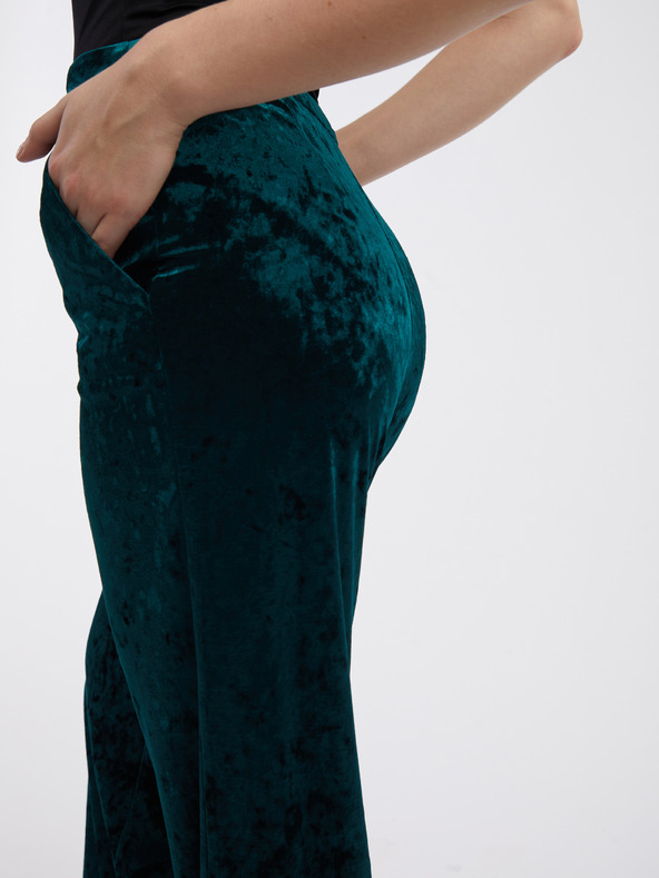 Orsay Zelené dámske zamatové nohavice ORSAY