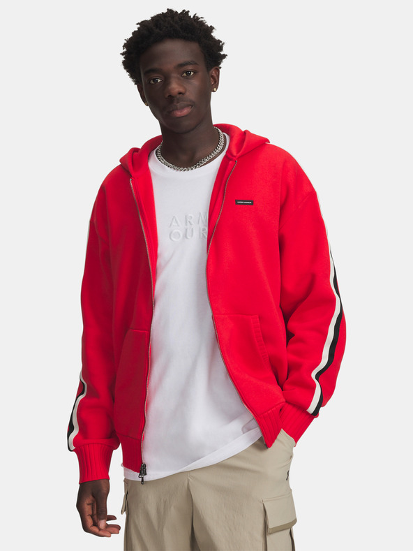 Under Armour Pánska mikina Under Armour UA Icon Heavy Rib FZ-RED