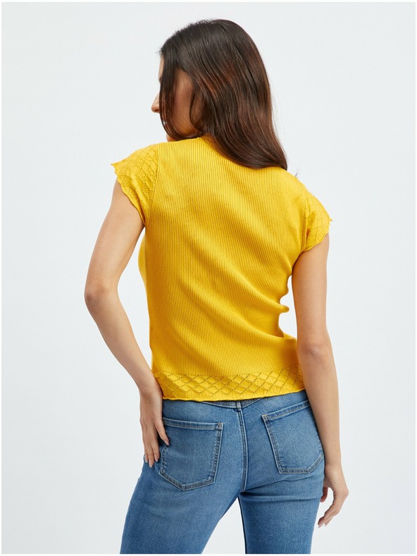 Orsay Žlté dámske tričko so stojacím golierom ORSAY