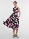 Orsay Ružovo-čierne dámske kvetované midi šaty ORSAY