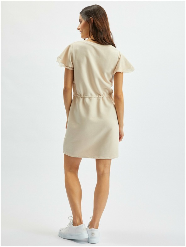 Orsay Béžové dámske mikinové šaty s čipkou ORSAY