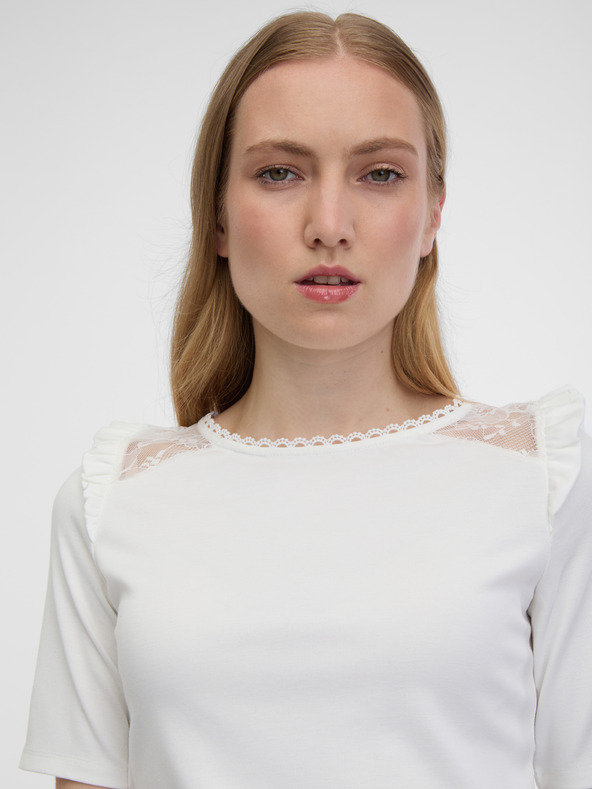 Orsay Biele dámske tričko s rozparkom na chrbte ORSAY