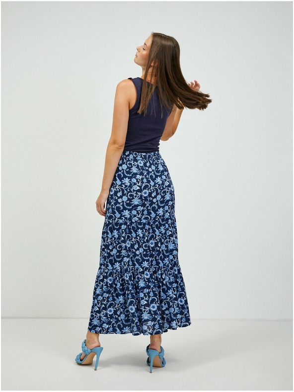 Orsay Tmavo modrá kvetovaná maxi sukňa ORSAY