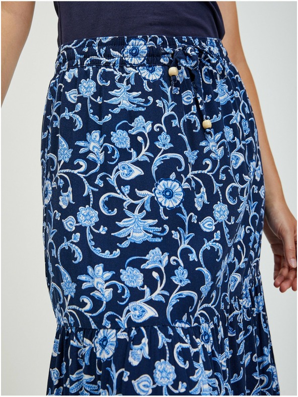 Orsay Tmavo modrá kvetovaná maxi sukňa ORSAY