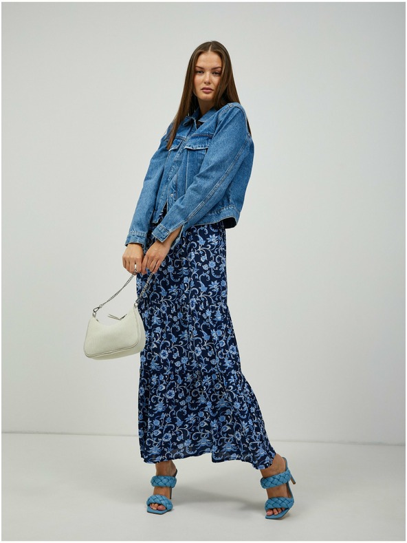 Orsay Tmavo modrá kvetovaná maxi sukňa ORSAY