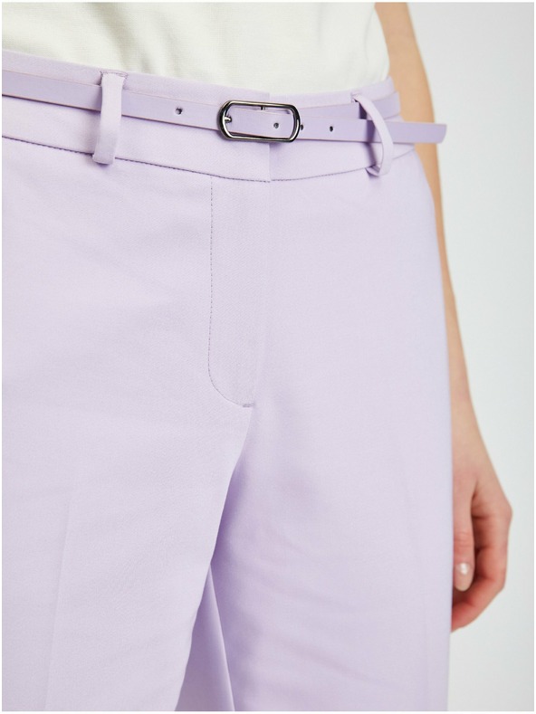 Orsay Svetlofialové dámske skrátené nohavice s opaskom ORSAY