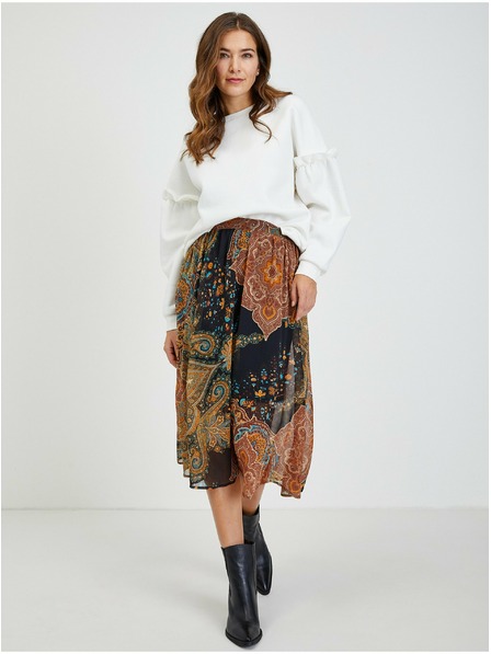 Orsay Čiernohnedá dámska vzorovaná midi sukňa ORSAY