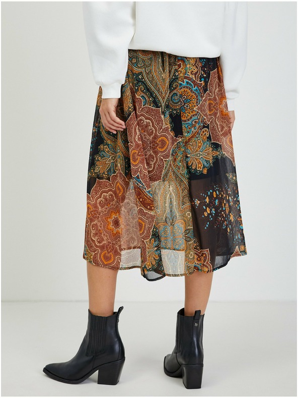 Orsay Čiernohnedá dámska vzorovaná midi sukňa ORSAY