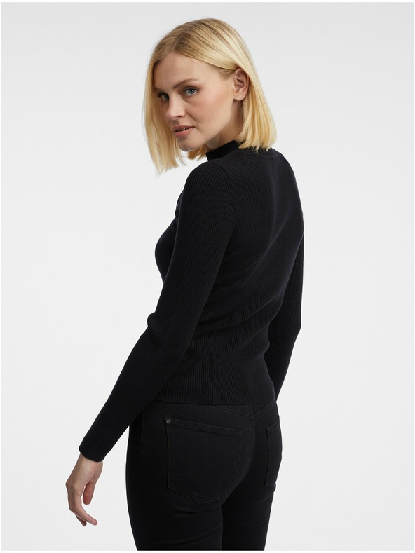 Orsay Čierny dámsky ľahký sveter s čipkou ORSAY
