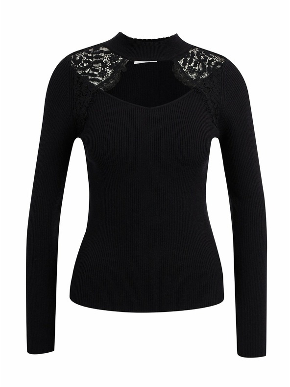 Orsay Čierny dámsky ľahký sveter s čipkou ORSAY