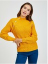 Orsay Žltý dámsky rebrovaný sveter s ozdobnými gombíkmi ORSAY