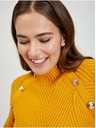Orsay Žltý dámsky rebrovaný sveter s ozdobnými gombíkmi ORSAY