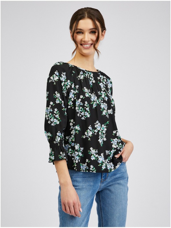 Orsay Čierna dámska kvetovaná blúzka ORSAY