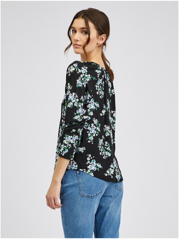 Orsay Čierna dámska kvetovaná blúzka ORSAY