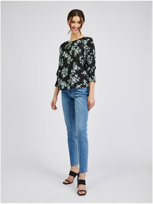 Orsay Čierna dámska kvetovaná blúzka ORSAY