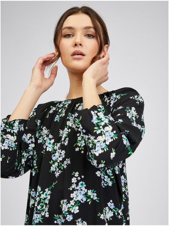 Orsay Čierna dámska kvetovaná blúzka ORSAY