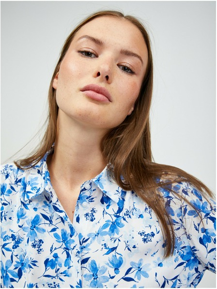 Orsay Bielo-modrá kvetinová košeľa s uzlom ORSAY