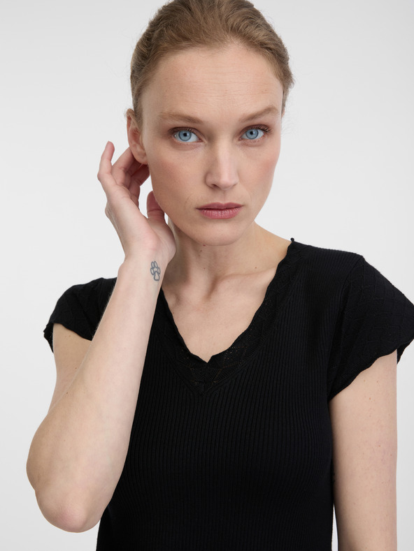 Orsay Čierne dámske tričko s krátkym rukávom ORSAY