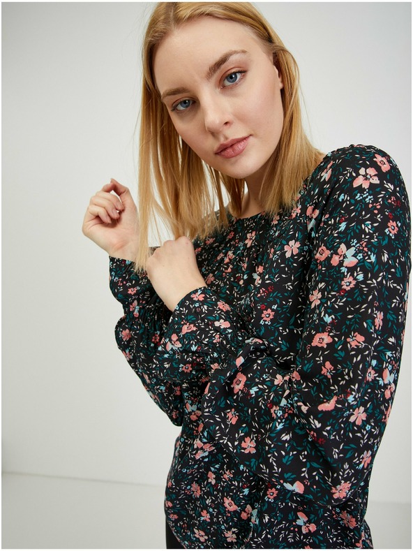 Orsay Čierna dámska kvetovaná blúzka ORSAY