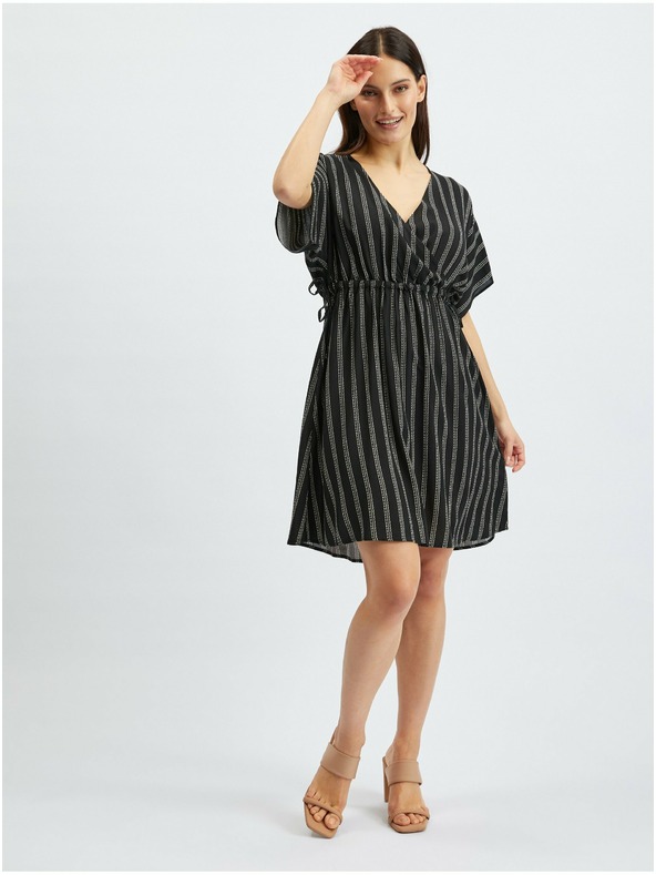 Orsay Čierne dámske pruhované šaty ORSAY