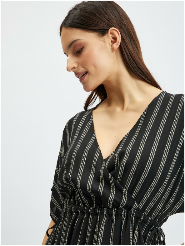 Orsay Čierne dámske pruhované šaty ORSAY