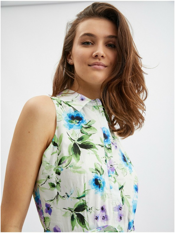 Orsay Modré a krémové dámske kvetinové šaty ORSAY