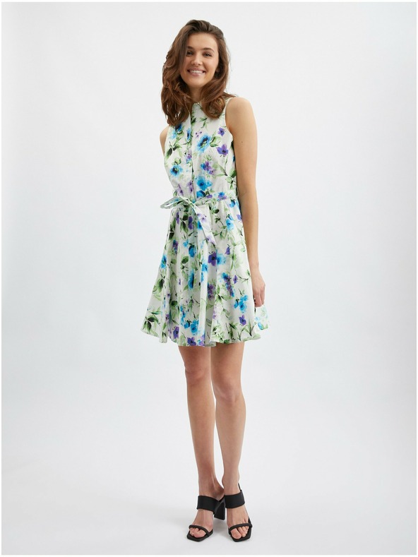 Orsay Modré a krémové dámske kvetinové šaty ORSAY