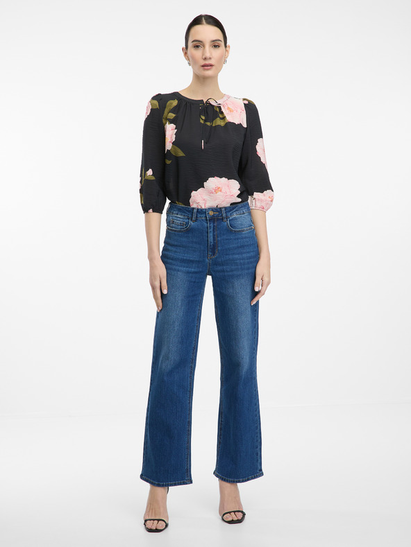 Orsay Čierna dámska blúzka s kvetinovým vzorom ORSAY