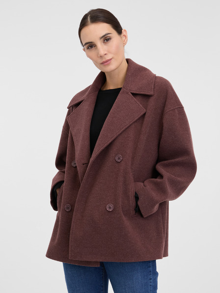 Orsay Vínový dámsky krátky kabát ORSAY