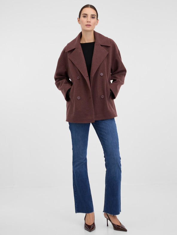 Orsay Vínový dámsky krátky kabát ORSAY
