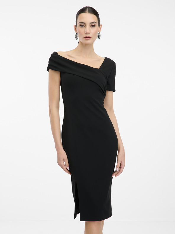 Orsay Čierne dámske šaty ku kolenám ORSAY