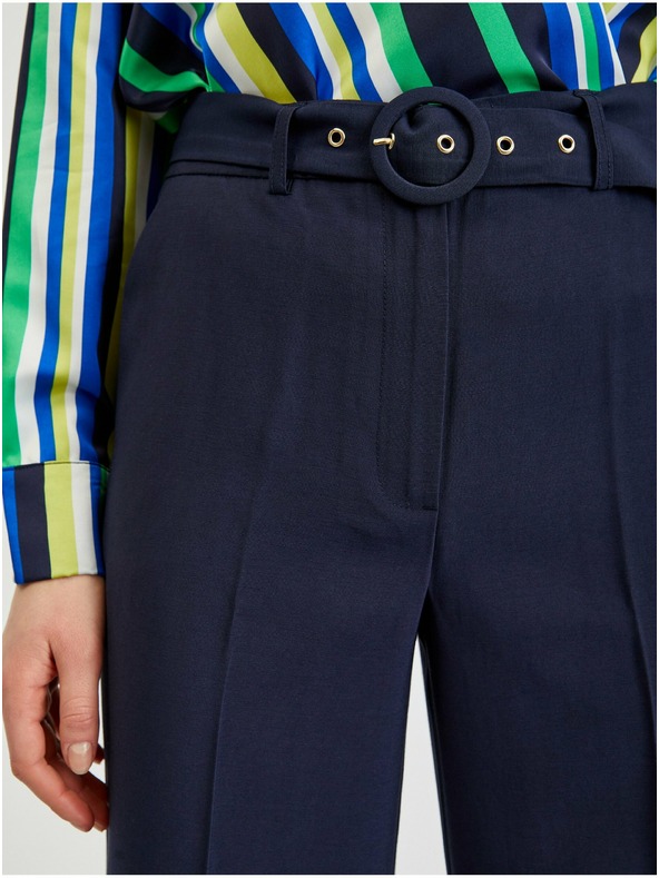 Orsay Tmavomodré dámske široké nohavice s opaskom ORSAY