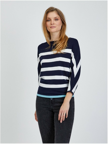 Orsay Bielo-modrý ľahký pruhovaný sveter ORSAY