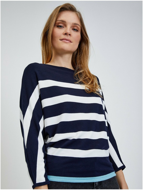 Orsay Bielo-modrý ľahký pruhovaný sveter ORSAY