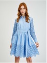 Orsay Modré dámske dierkované košeľové šaty so zaväzovaním ORSAY