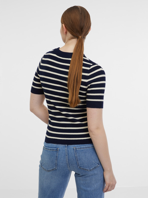 Orsay Tmavomodrý dámsky pruhovaný úpletový top ORSAY