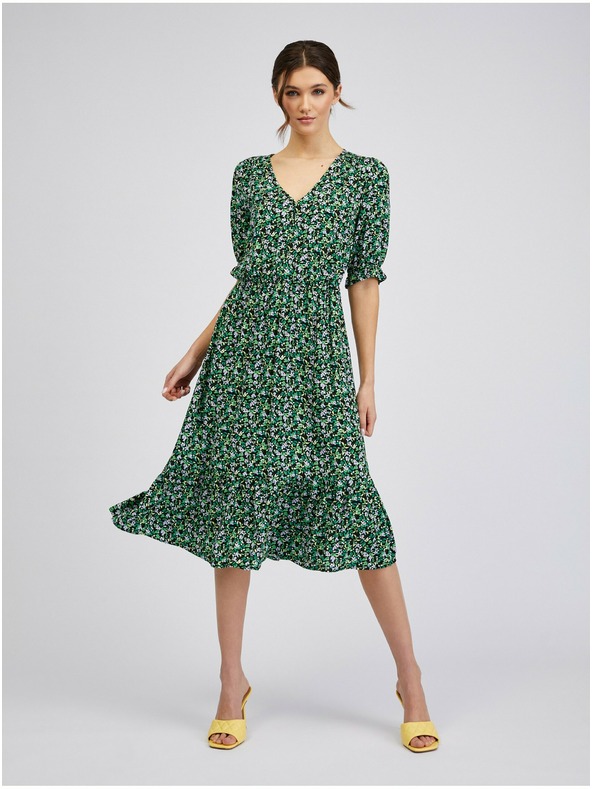 Orsay Zelené dámske vzorované šaty ORSAY