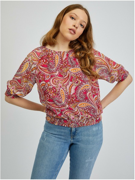 Orsay Červeno-ružová dámska vzorovaná blúzka ORSAY