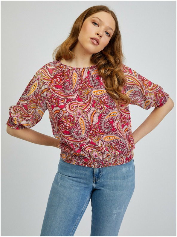 Orsay Červeno-ružová dámska vzorovaná blúzka ORSAY