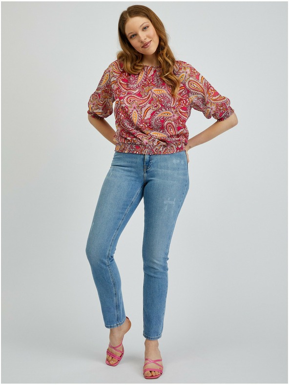 Orsay Červeno-ružová dámska vzorovaná blúzka ORSAY