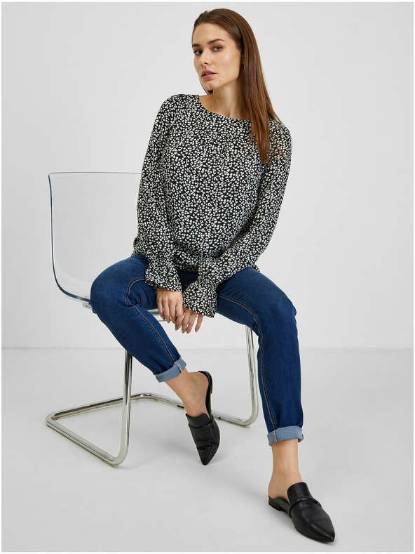 Orsay Bielo-čierna dámska vzorovaná blúzka ORSAY