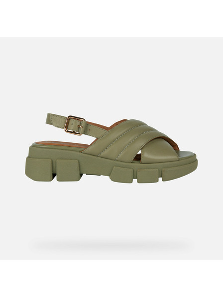 Geox Khaki dámske sandále Geox Lisbona