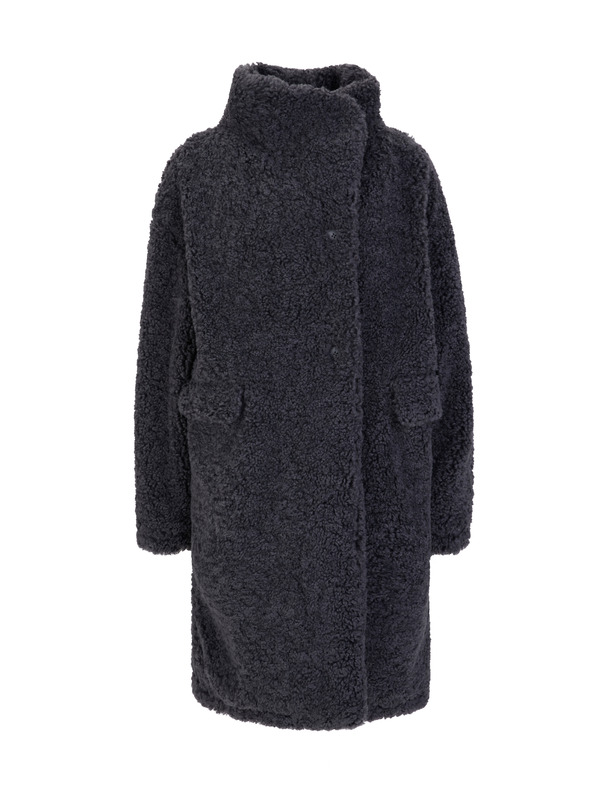 Orsay Tmavosivý dámsky kabát z umelej kožušiny ORSAY