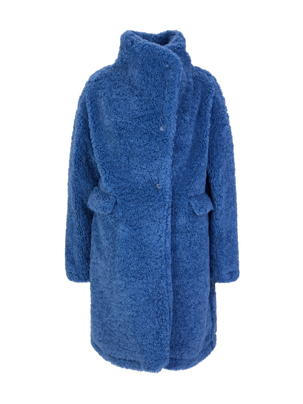 Orsay Modrý dámsky kabát z umelej kožušiny ORSAY