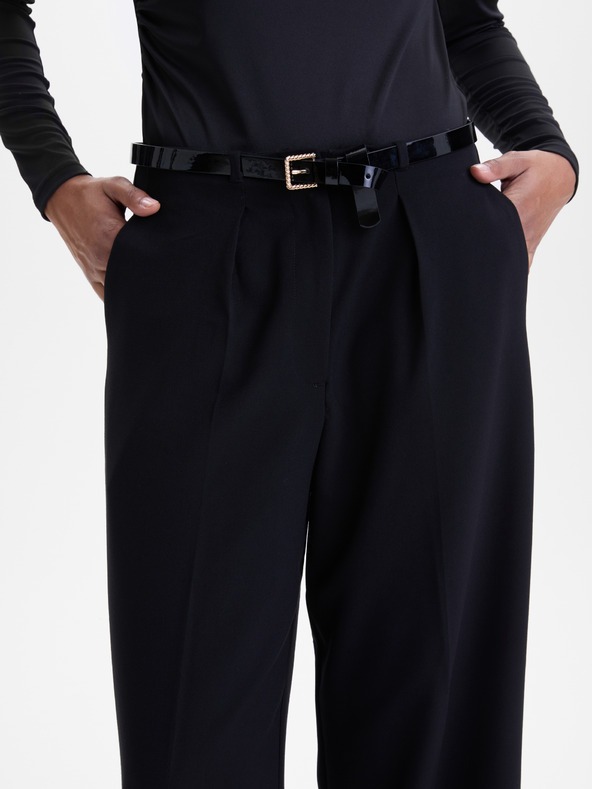 Orsay Čierne široké dámske nohavice ORSAY