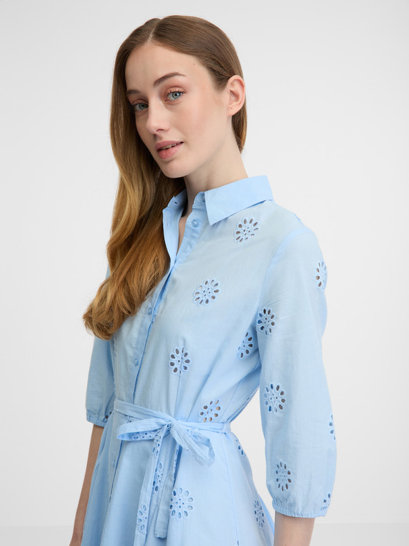 Orsay Modré dámske košeľové šaty ORSAY